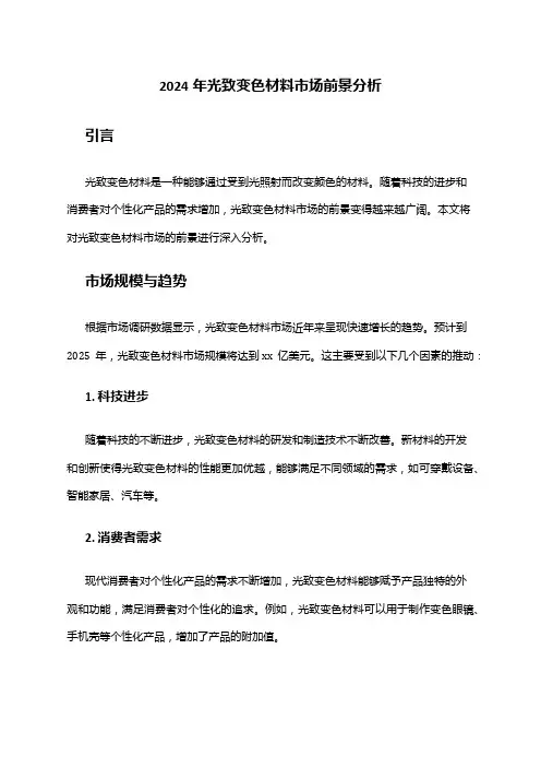 2024年光致变色材料市场前景分析