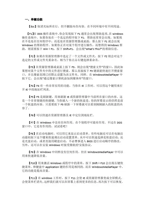 电脑键盘功能基础知识介绍