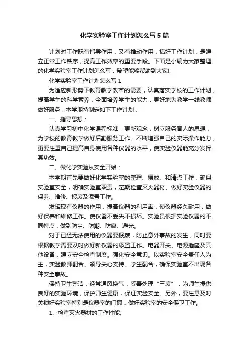 化学实验室工作计划怎么写5篇