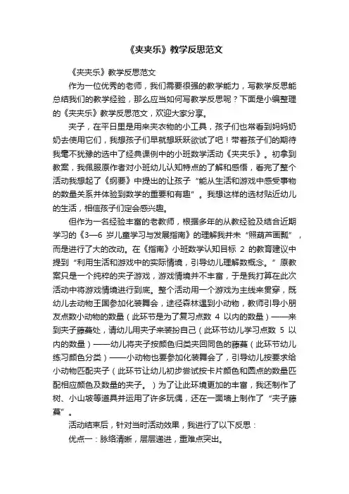 《夹夹乐》教学反思范文
