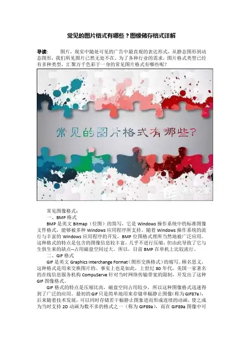 常见的图片格式有哪些？图像储存格式详解