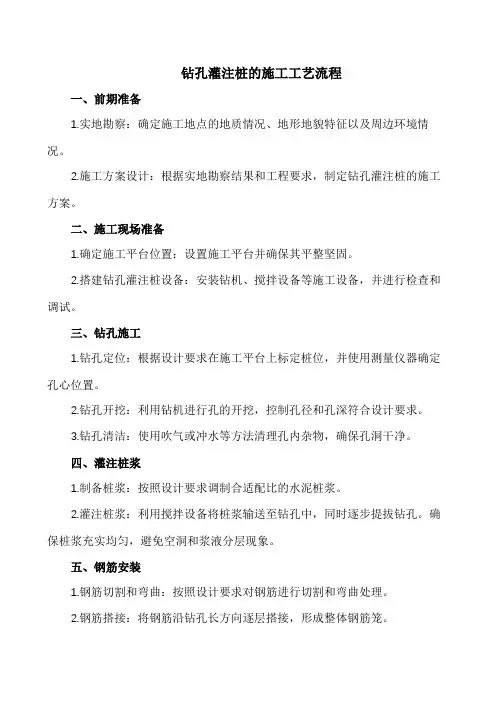钻孔灌注桩施工工艺流程