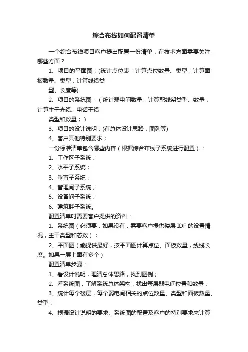 综合布线如何配置清单