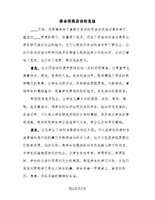 综合实践活动的总结（二篇）