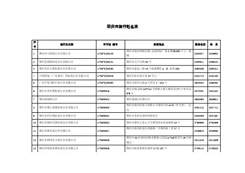肇庆市旅行名录