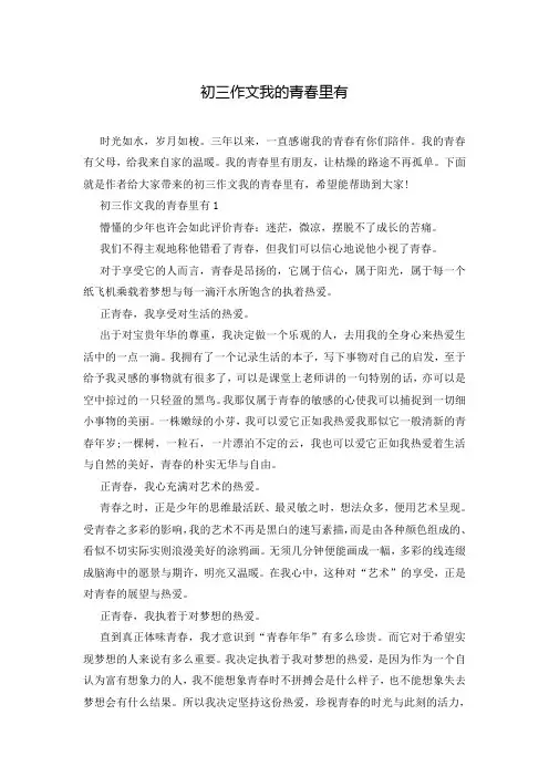 初三作文我的青春里有