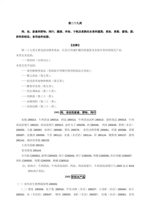 商标分类第29类