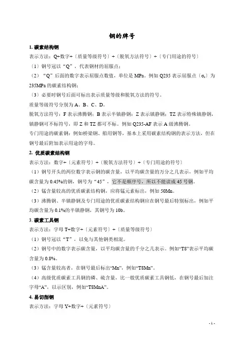 我国钢材牌号的分类及其含义
