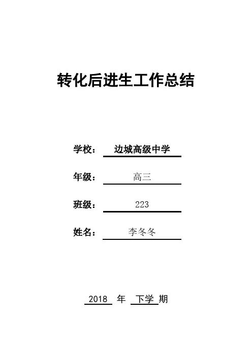 转化后进生工作总结