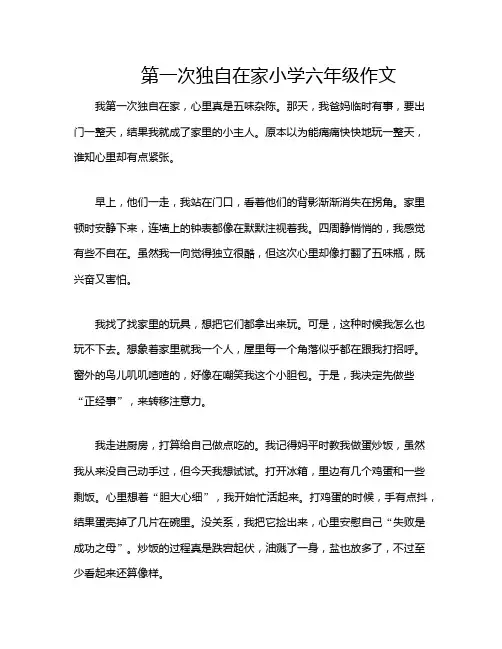 第一次独自在家小学六年级作文