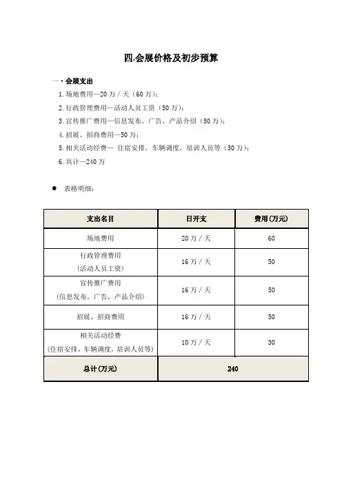 会展预算方案教学内容