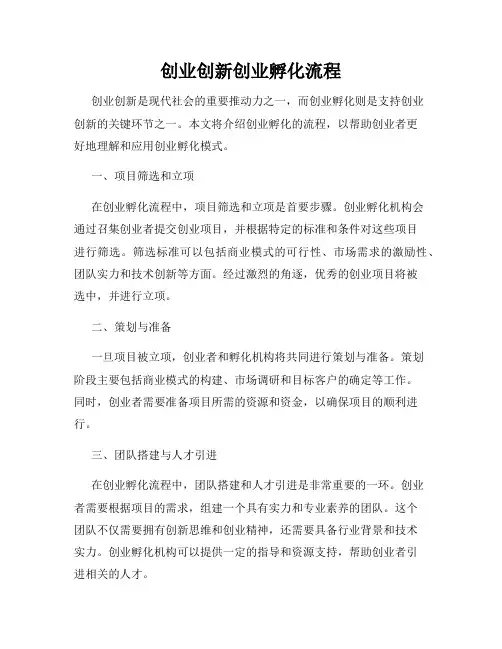 创业创新创业孵化流程