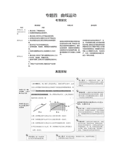 2021年新课标新高考物理复习练习讲义：专题四 曲线运动