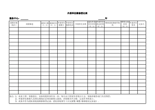 外委单位维修登记表