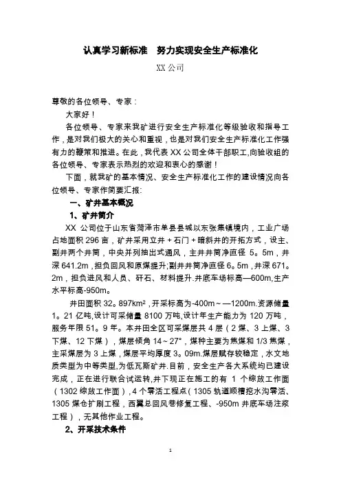 安全生产标准化验收评级汇报材料【范本模板】