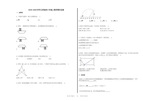 2019-2020学年江苏扬州八年级上数学期末试卷
