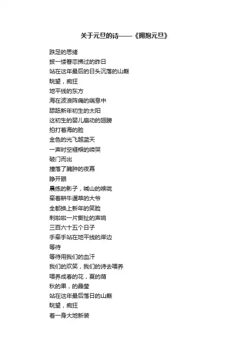 关于元旦的诗——《拥抱元旦》
