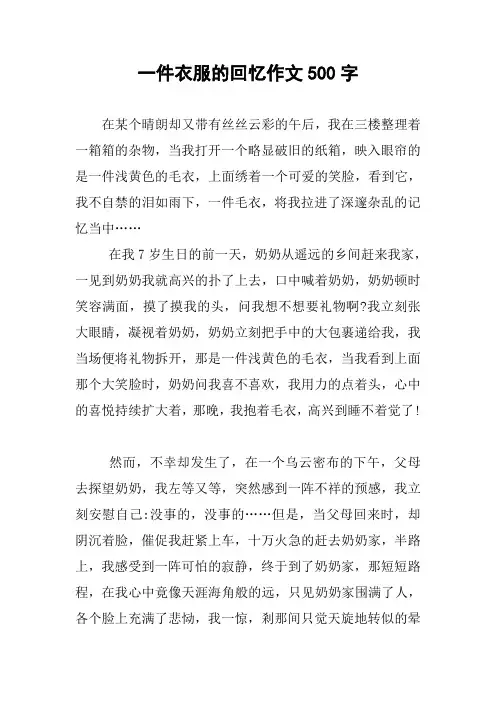 一件衣服的回忆作文500字
