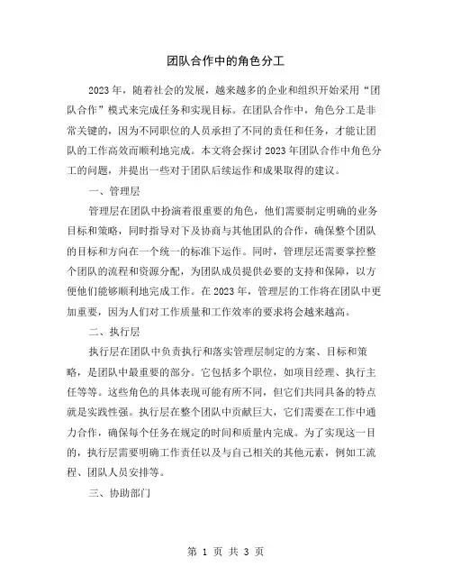 团队合作中的角色分工