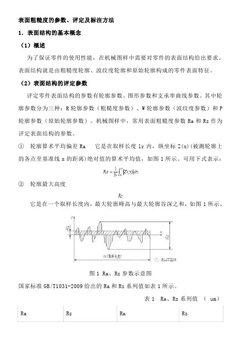 表面粗糙度的参数、评定及标注方法