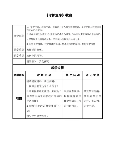 人教2011版道德与法治七年级上册《生命的思考 第九课 珍视生命  守护生命》_51