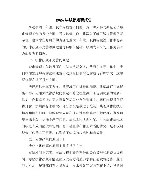 2024年城管述职报告