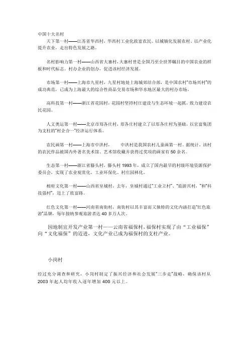 中国十大名村