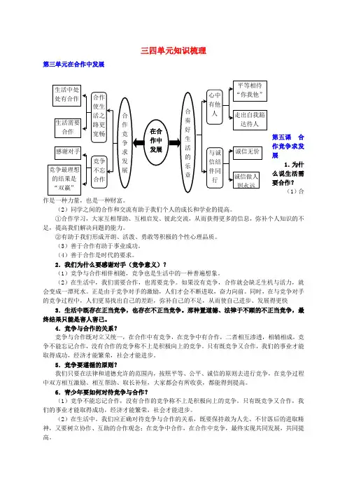 山东省淄博市高青县第三中学中考政治总复习 三四单元知识梳理