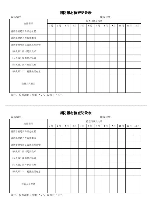 消防器材检查记录表