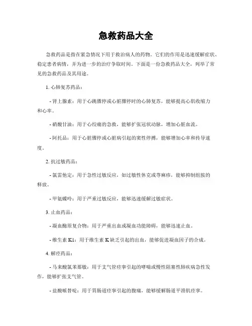 急救药品大全