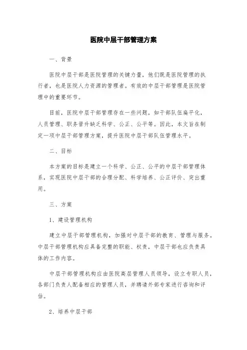 医院中层干部管理方案
