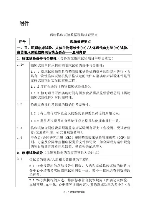 临床试验现场核查要点