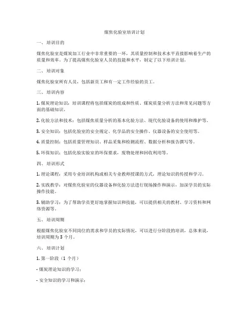 煤焦化验室培训计划