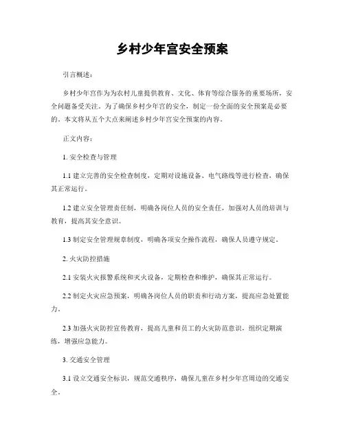 乡村少年宫安全预案