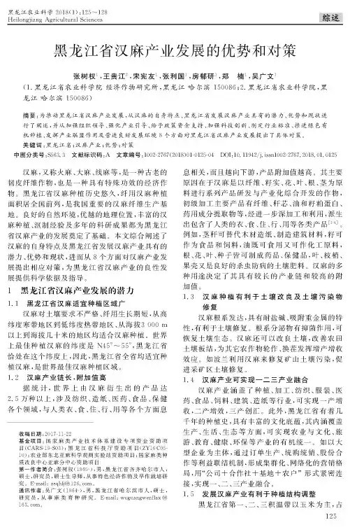黑龙江省汉麻产业发展的优势和对策