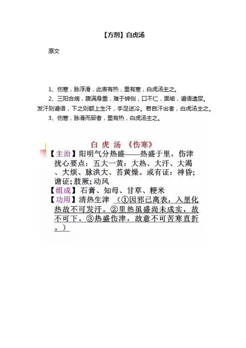 【方剂】白虎汤