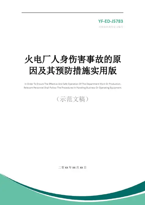 火电厂人身伤害事故的原因及其预防措施实用版