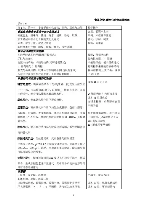 食品化学_碳水化合物2 部分教案