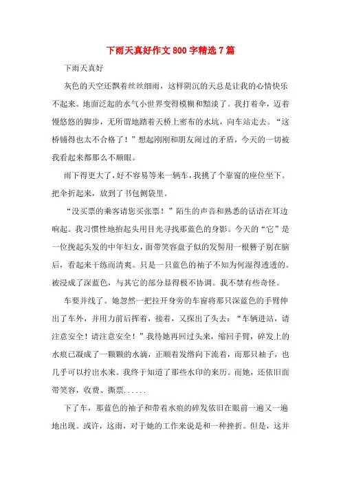 下雨天真好作文800字精选7篇