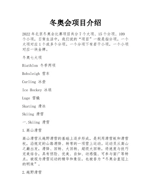冬奥会项目介绍