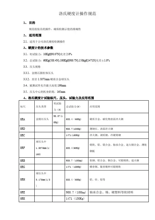 洛氏硬度计操作规范