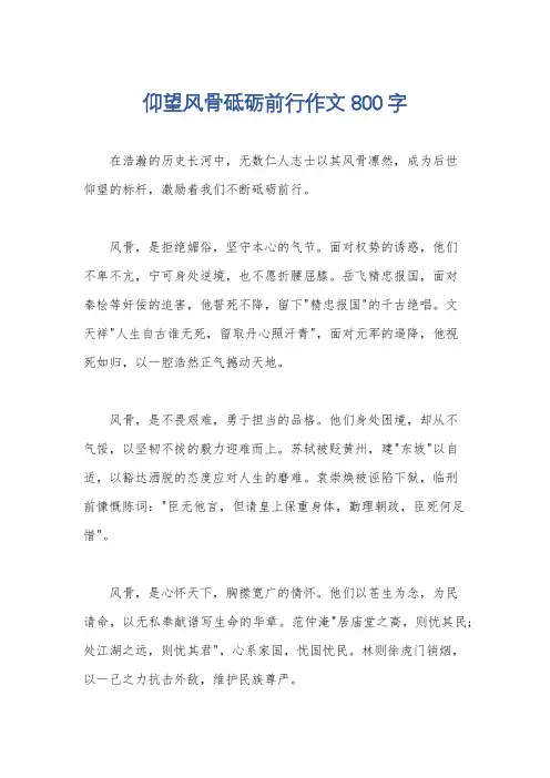 仰望风骨砥砺前行作文800字