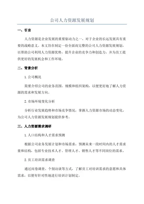 公司人力资源发展规划
