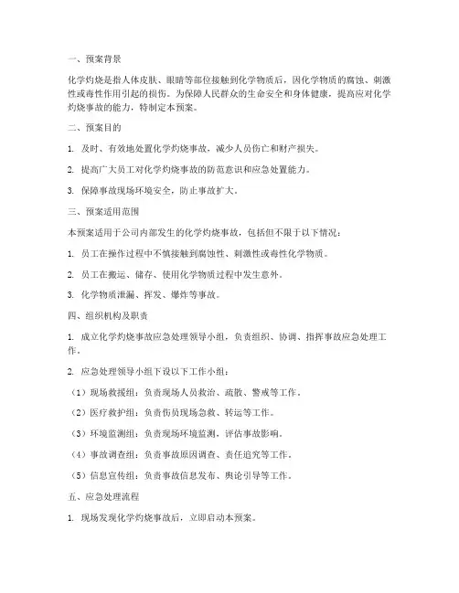 化学灼烧应急处理预案范文