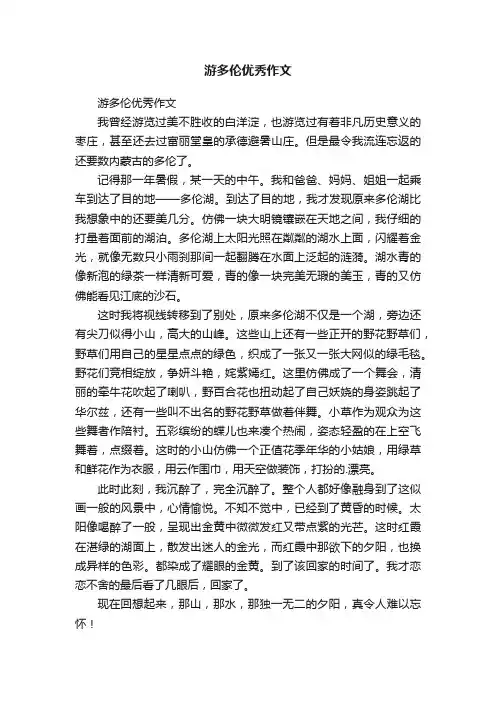 游多伦优秀作文