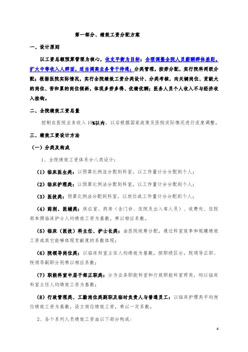 医院绩效工资分配方案