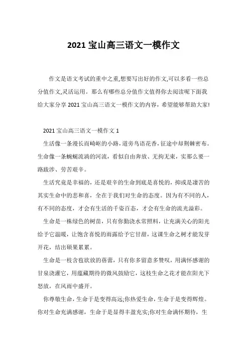 (高三作文)2021宝山高三语文一模作文