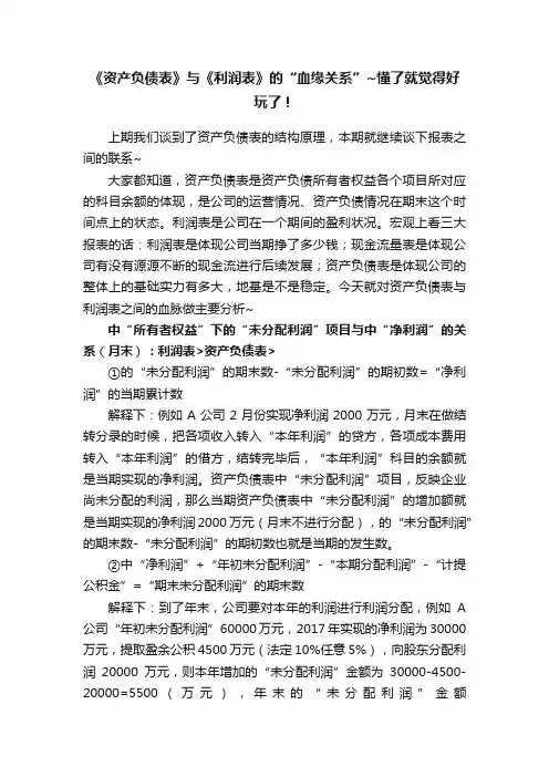《资产负债表》与《利润表》的“血缘关系”~懂了就觉得好玩了！