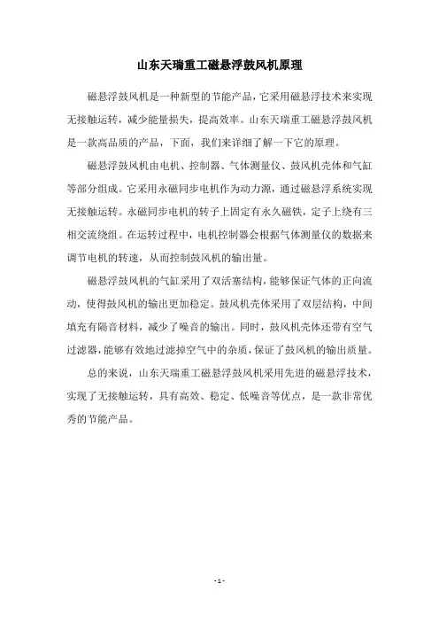 山东天瑞重工磁悬浮鼓风机原理