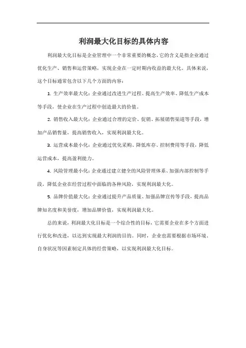 利润最大化目标的具体内容